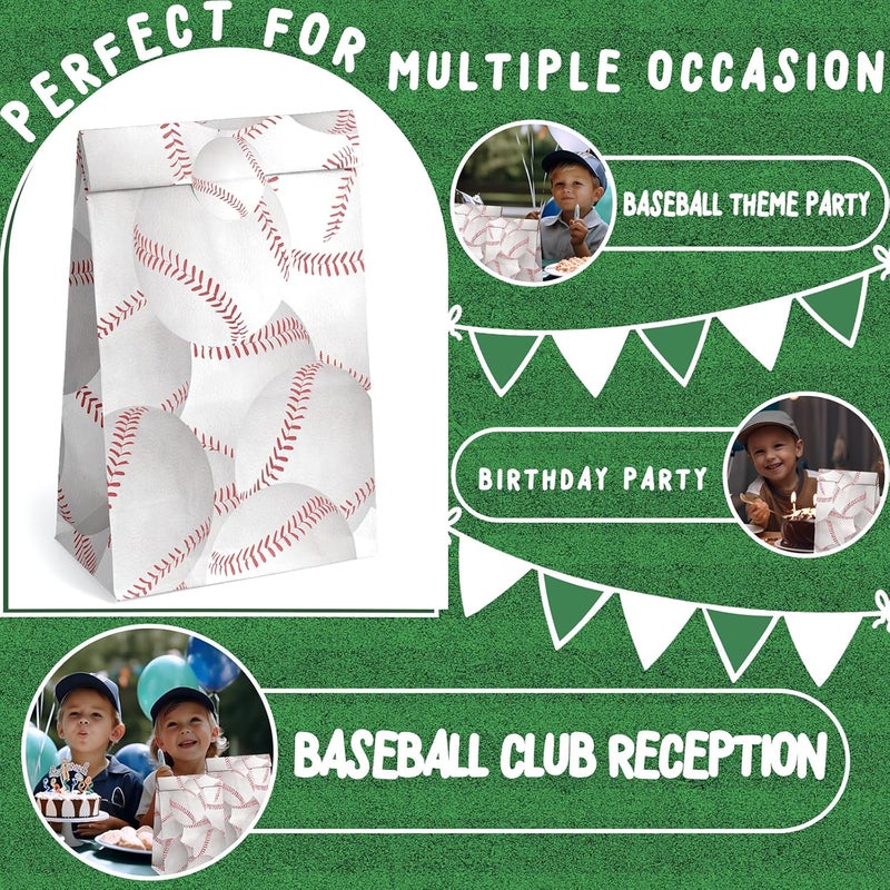 Outego 24 Baseball Party Favor Bags with Stickers - Goodie Bags & Party Favors for Kids' Birthday Parties - Image 5